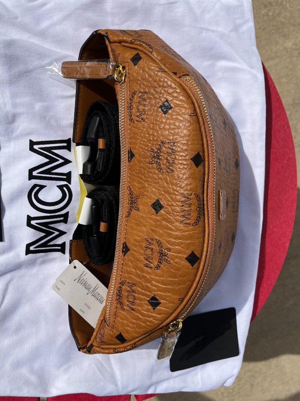 MCM Cognac Viestos Monogram Belt Bag NWT - Picture 7 of 12